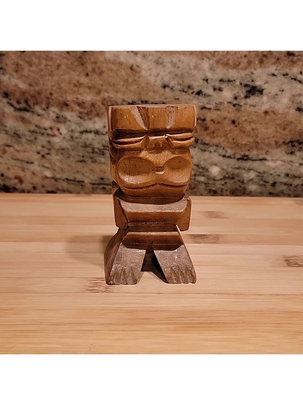 Vintage handcarved wooden tiki god statue